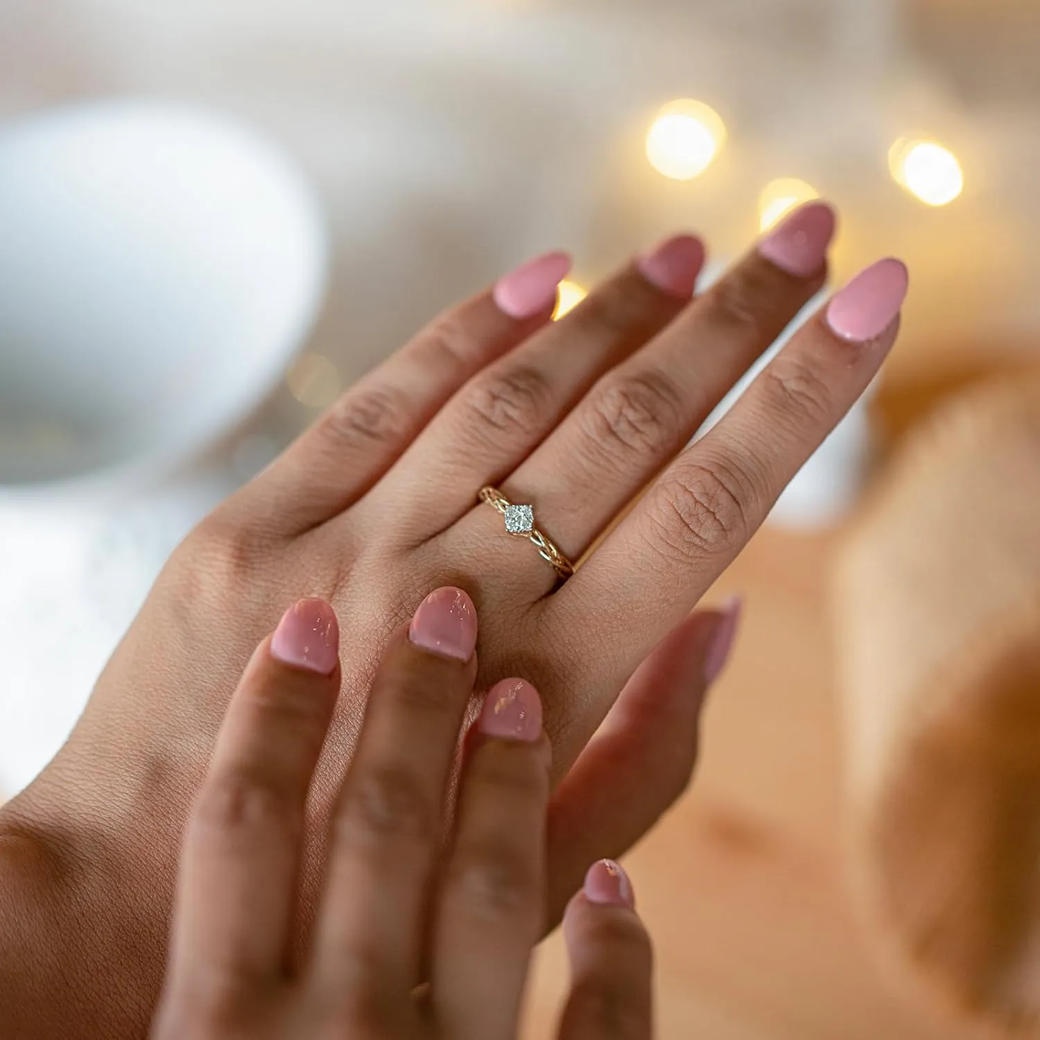 0.50 Ct Round Diamond Twists Cluster Anniversary Ring For Women 14k Yellow Gold Two Tone Plated Unique Style Elegant Ring 925 Sterling Silver Handmade Minimalist Net Gaze Ring Gift For Her