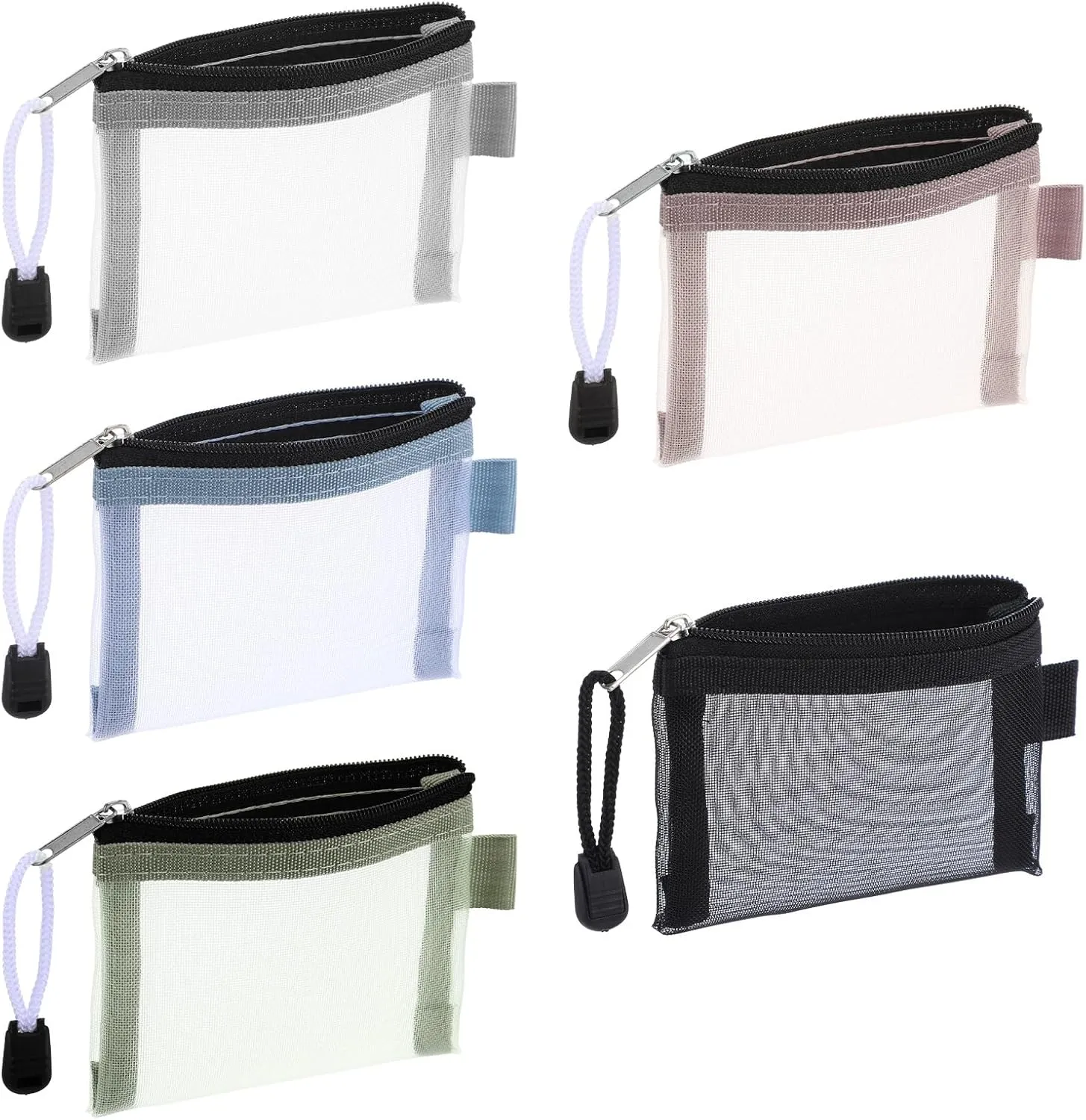 5 Pack Mini Zipper Mesh Bags,3 x 4.5 Inch Mesh Nylon Zipper Pouch Bags,Nylon Makeup Organizer,Portable Travel Cosmetic Pouch,Storage Coin Purse for Small Items Credit Card Key Lipstick