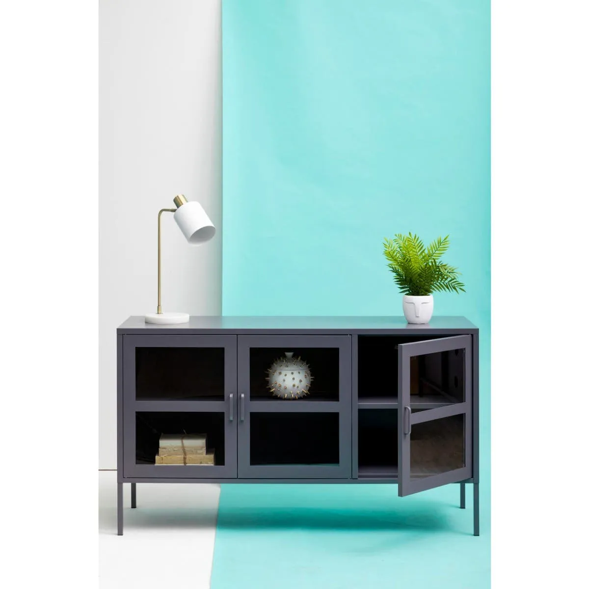 Acier Three Door Grey Sideboard