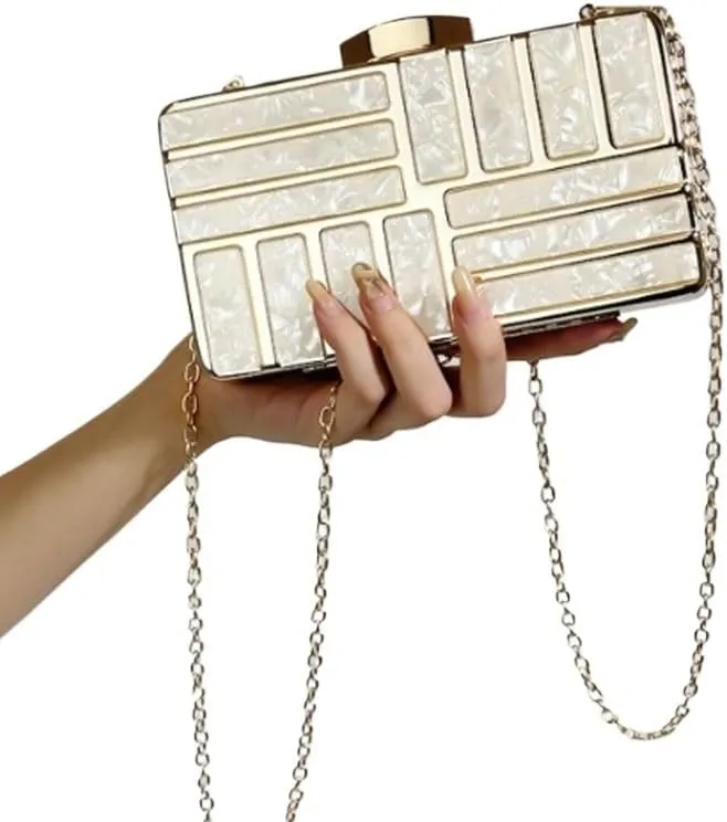 Acrylic Gold Evening Bag Simple Chain Womens Clutch Purses