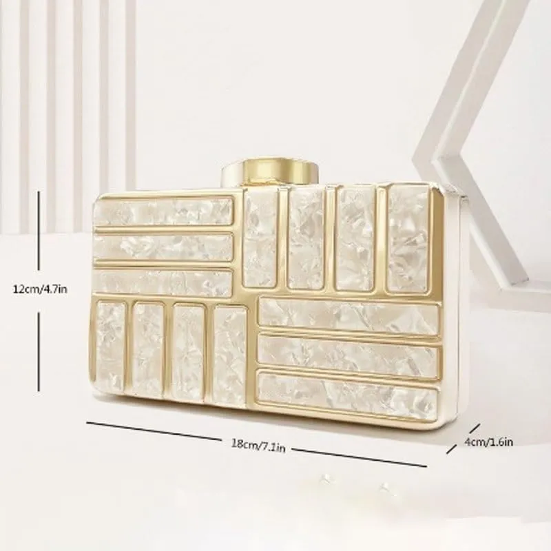 Acrylic Gold Evening Bag Simple Chain Womens Clutch Purses