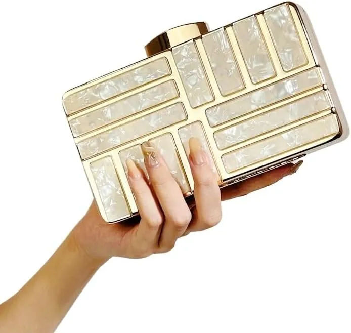 Acrylic Gold Evening Bag Simple Chain Womens Clutch Purses