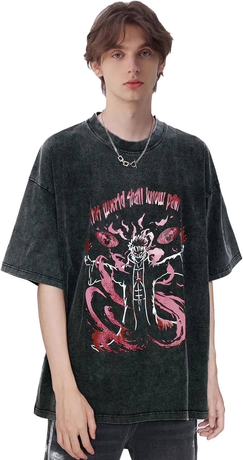 Aelfric Eden Mens Oversized Japanese Harajuku Anime Shirt Unisex Printed Cool Tee