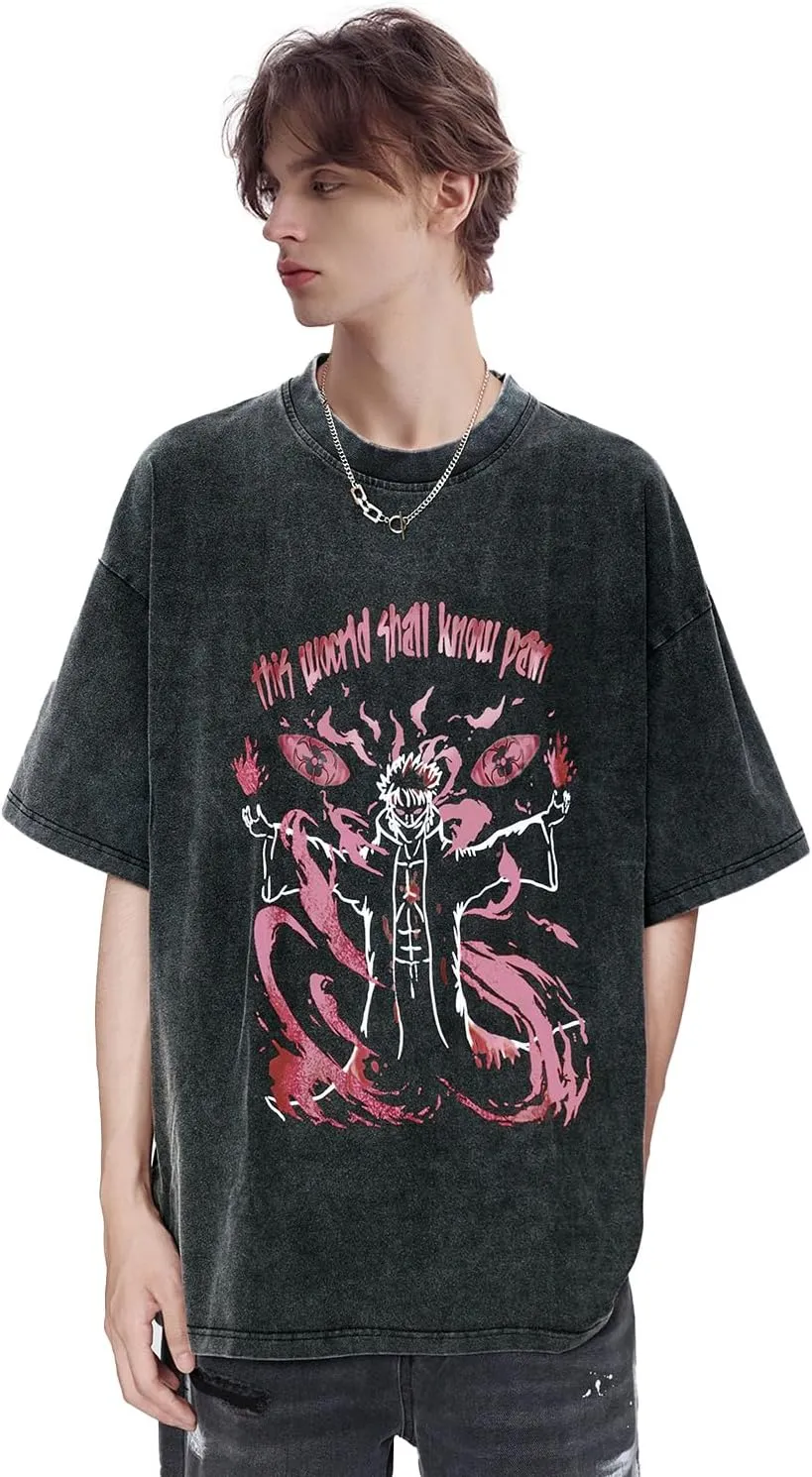Aelfric Eden Mens Oversized Japanese Harajuku Anime Shirt Unisex Printed Cool Tee