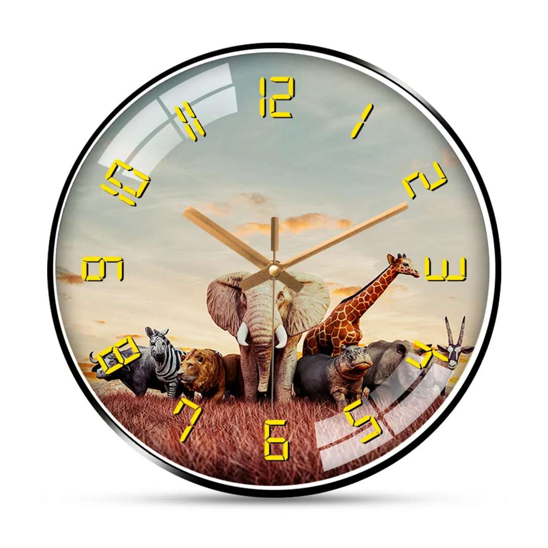 African safari animals wall clock