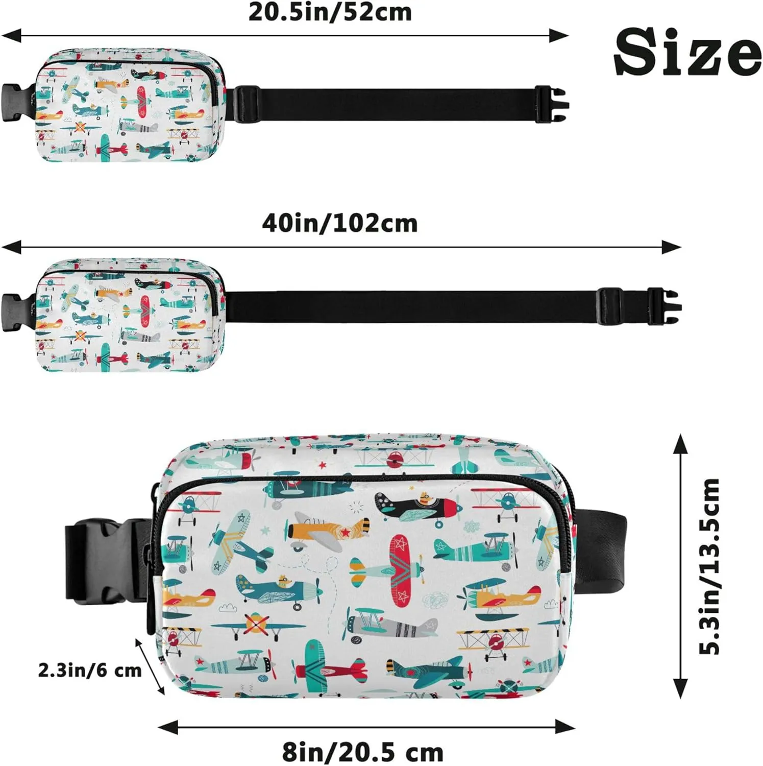 Airplanes Cartoon Vehicles Fanny Packs Women Waterproof Everywhere Belt Bag Cute Waist Purse for Women