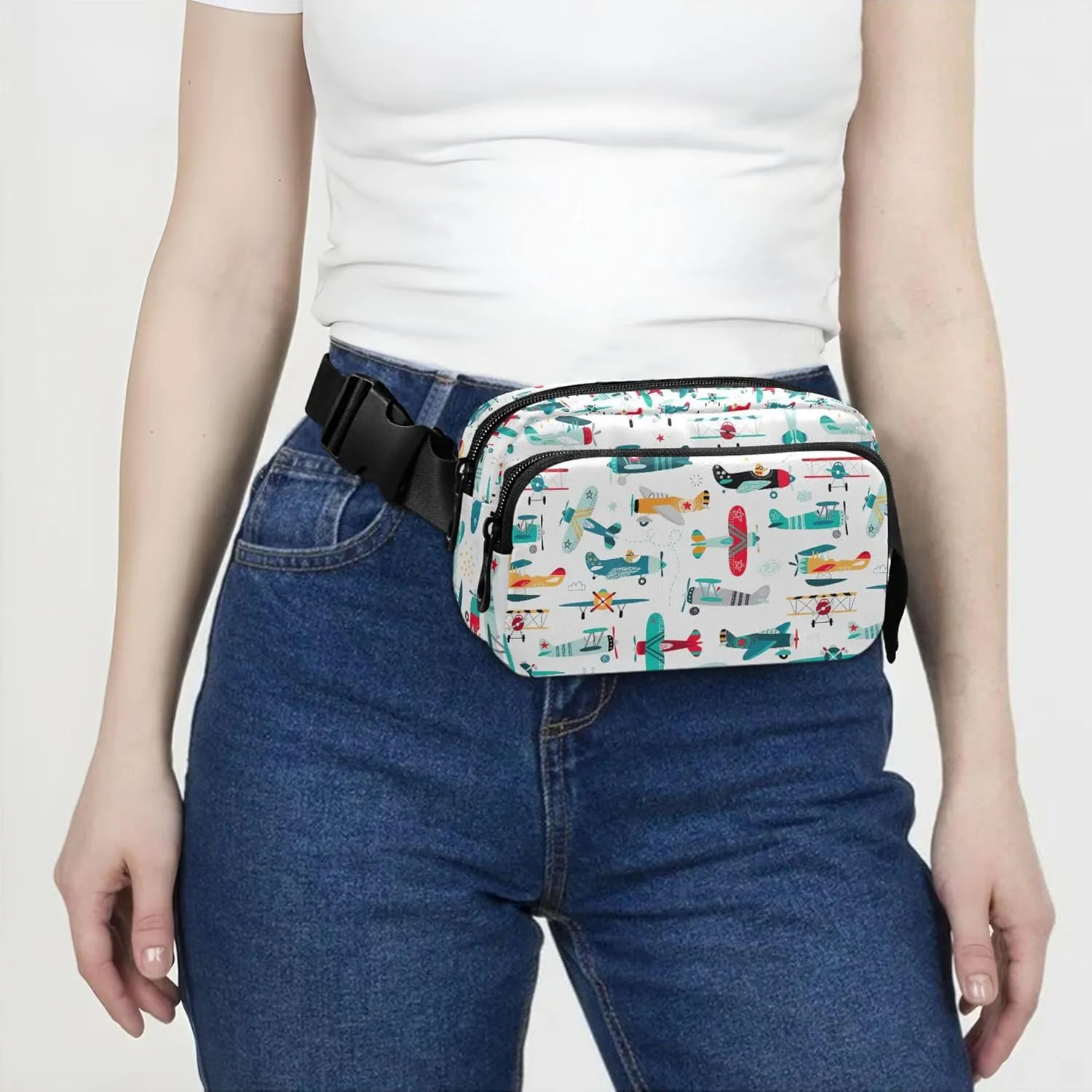Airplanes Cartoon Vehicles Fanny Packs Women Waterproof Everywhere Belt Bag Cute Waist Purse for Women