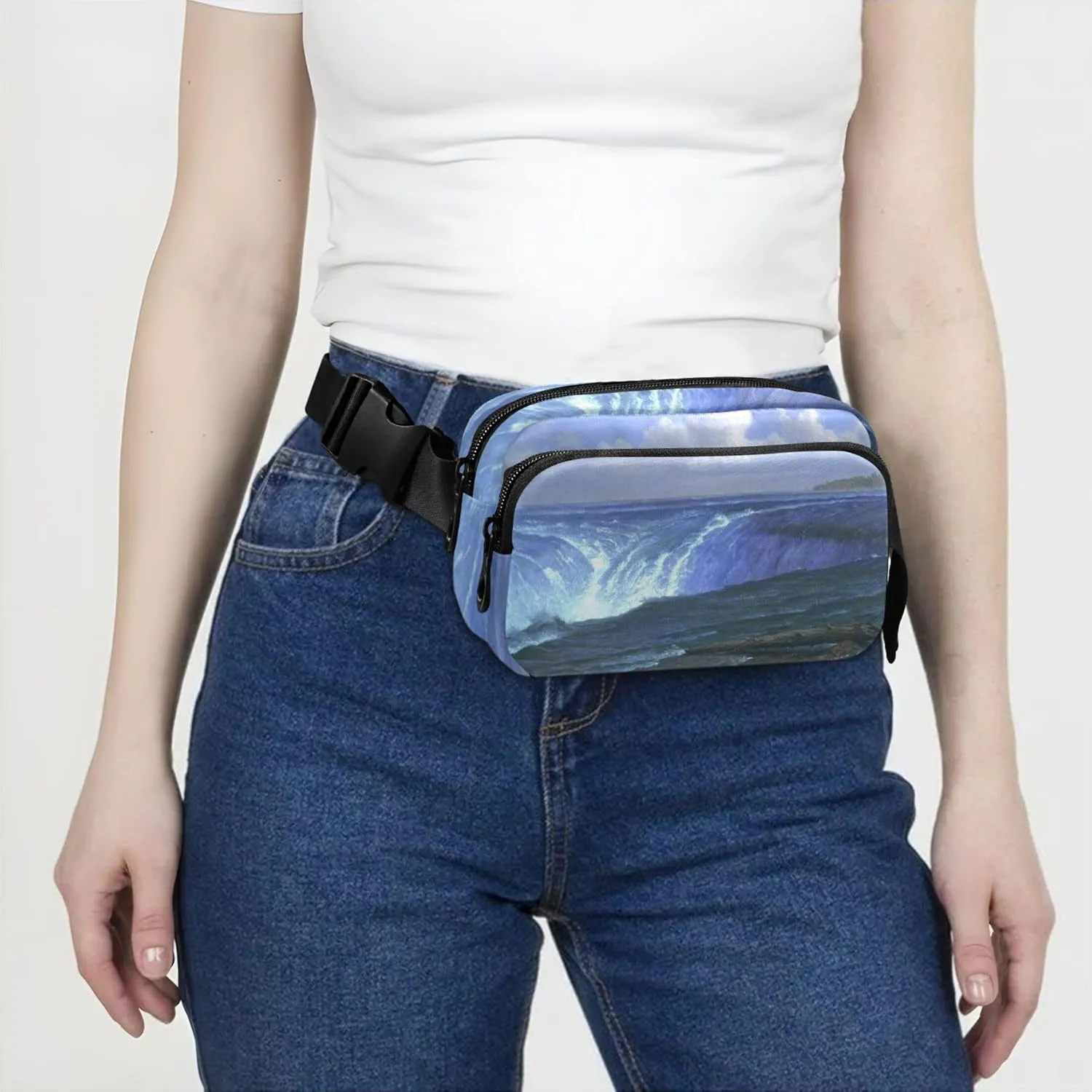 Albert Bierstadt Niagara Falls Scenery Women Fanny Packs Waterproof Large Hip Belt Bag Cute Cross Body Waist Pack