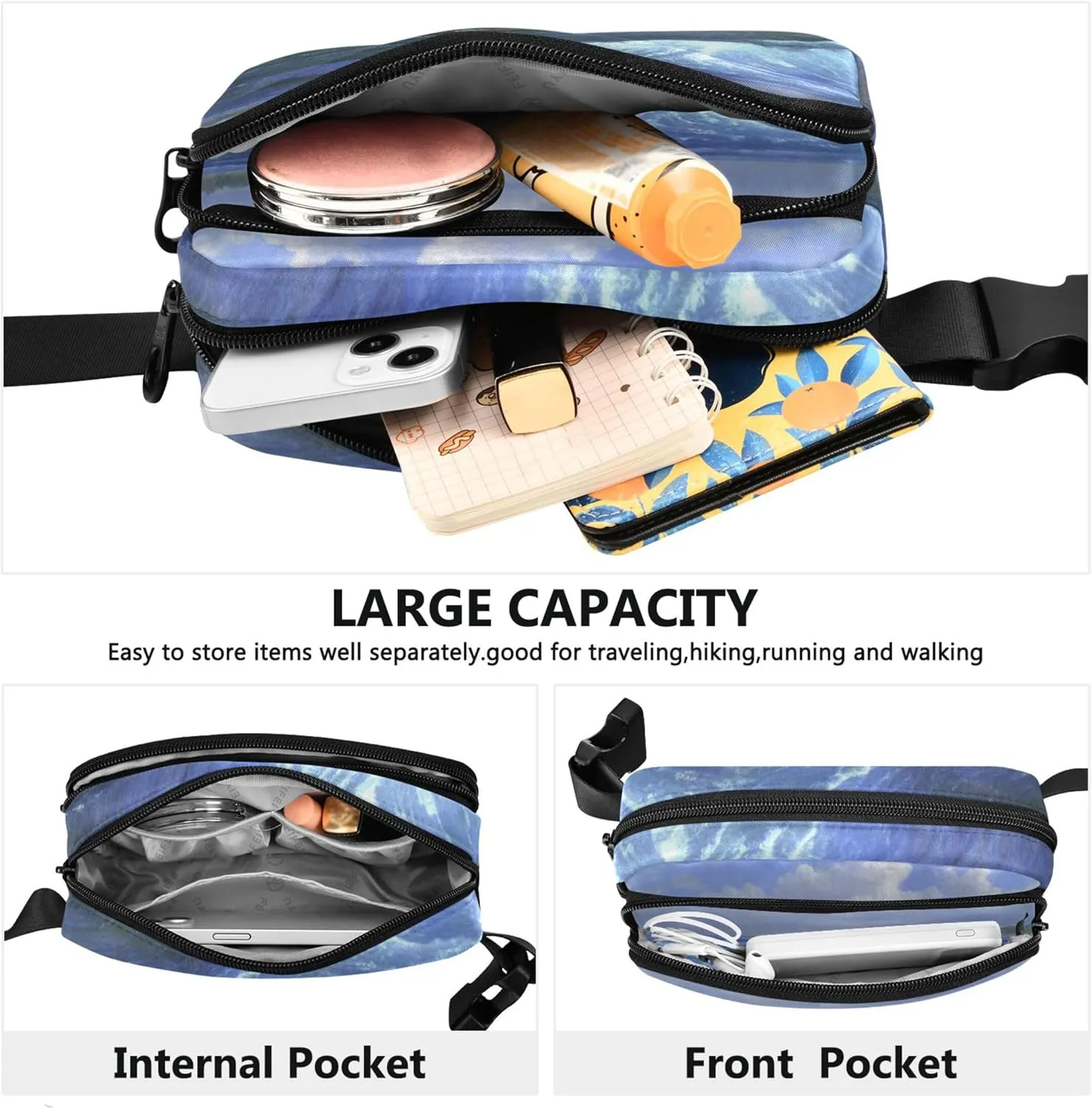 Albert Bierstadt Niagara Falls Scenery Women Fanny Packs Waterproof Large Hip Belt Bag Cute Cross Body Waist Pack