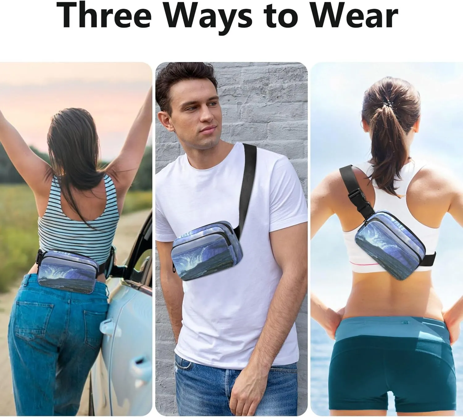 Albert Bierstadt Niagara Falls Scenery Women Fanny Packs Waterproof Large Hip Belt Bag Cute Cross Body Waist Pack