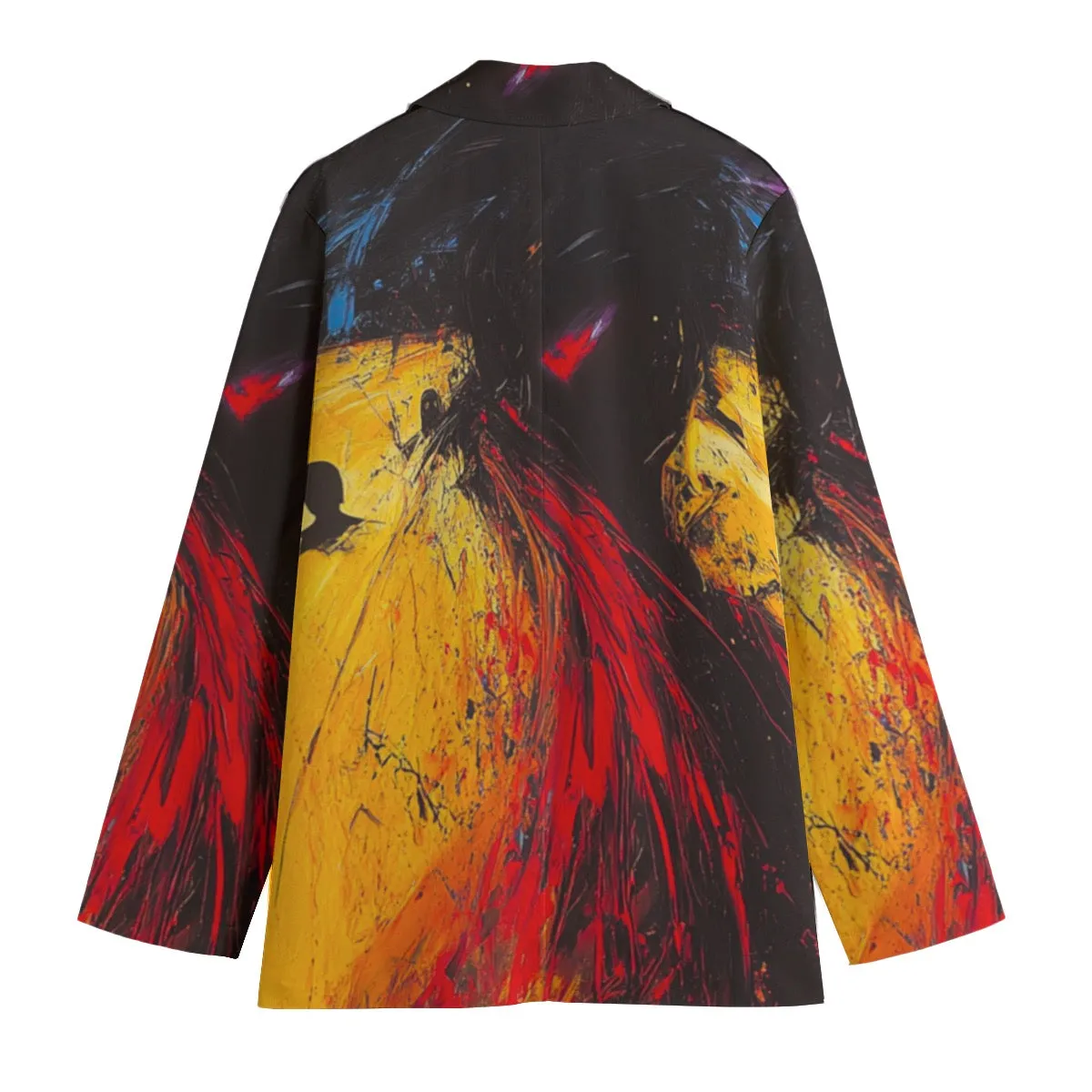 All-Over Print Women's Leisure Blazer abstract yello, black, red