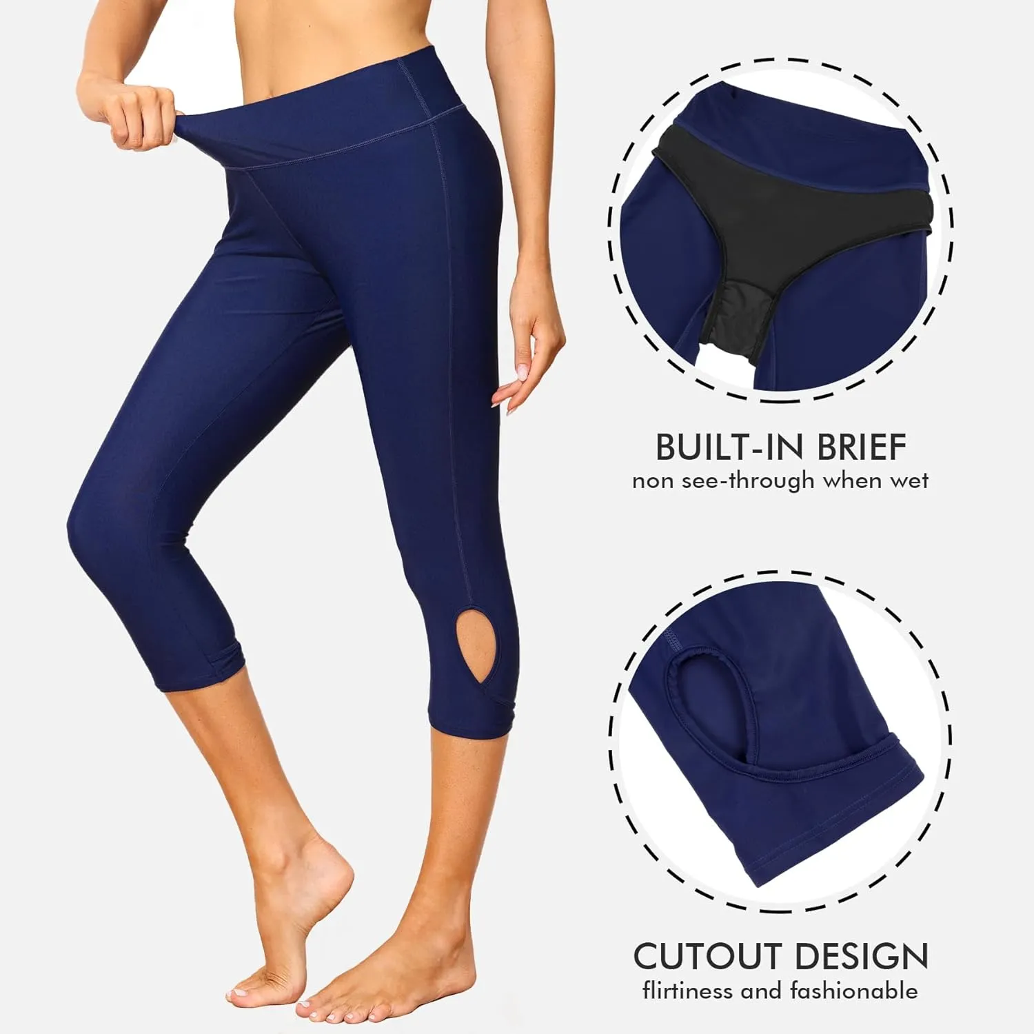 ALove Swim Pants for Women High Waisted Swimming Leggings Stretch Swim Capris Sporty Long Swim Board Shorts
