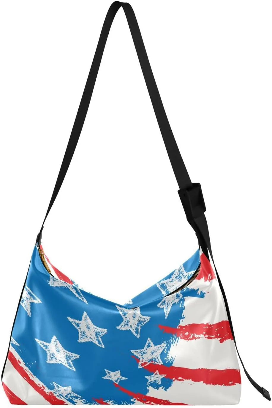 American Grunge Flag Hobo Crossbody Bags for Women Leather Large Shoulder Bag Cross Body Trendy Womens Tote Bags Handbag for Travel Shopping