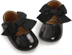 Antheron Baby Girls Mary Jane Flats with Bowknot Non-Slip Toddler First Walkers Princess Dress Shoes