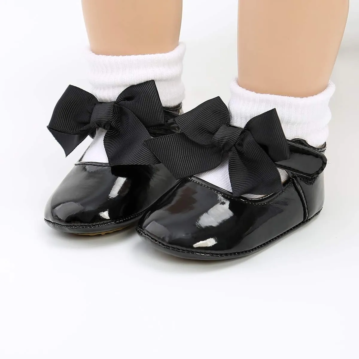 Antheron Baby Girls Mary Jane Flats with Bowknot Non-Slip Toddler First Walkers Princess Dress Shoes