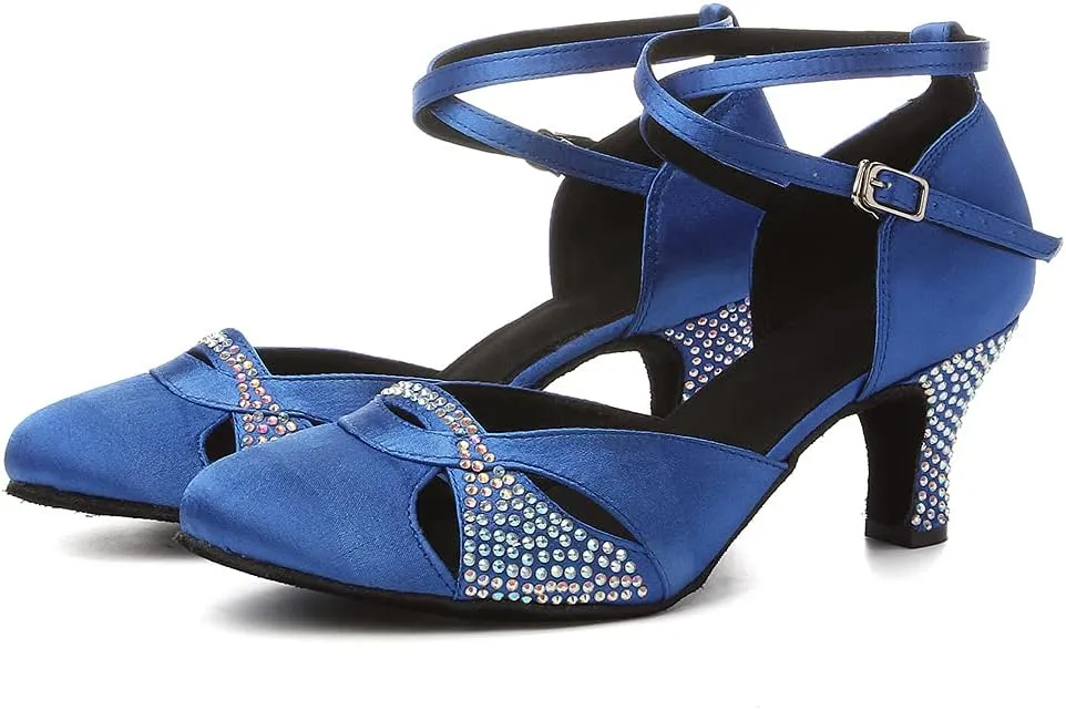 AOQUNFS Women Ballroom Latin Dance Shoes Salsa Closed Toe 1920s Party Dance Performance Shoes,Model L157