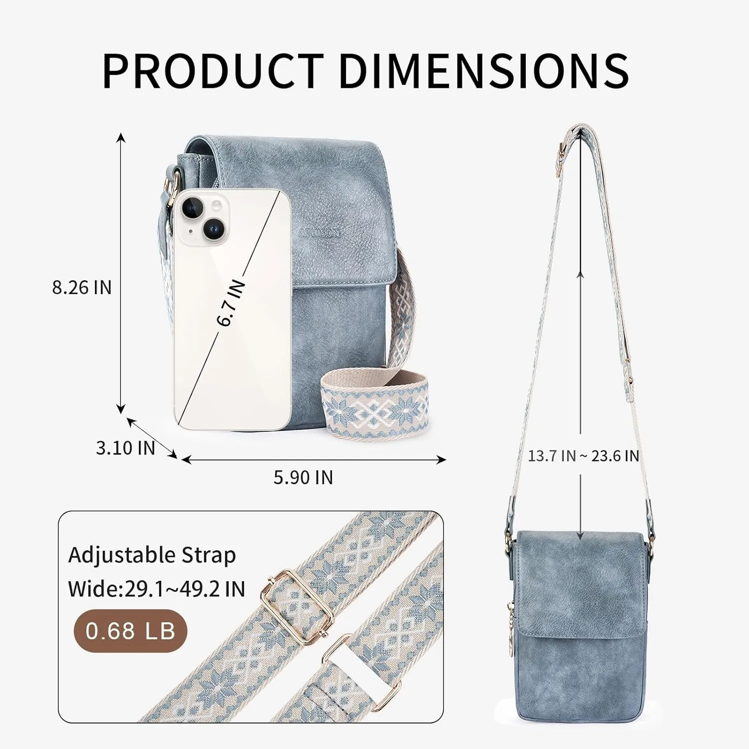APHISON Small Crossbody Bags for Women Trendy, Leather Phone Wallet Purses Handbags Card Slots with Adjustable Guitar Strap