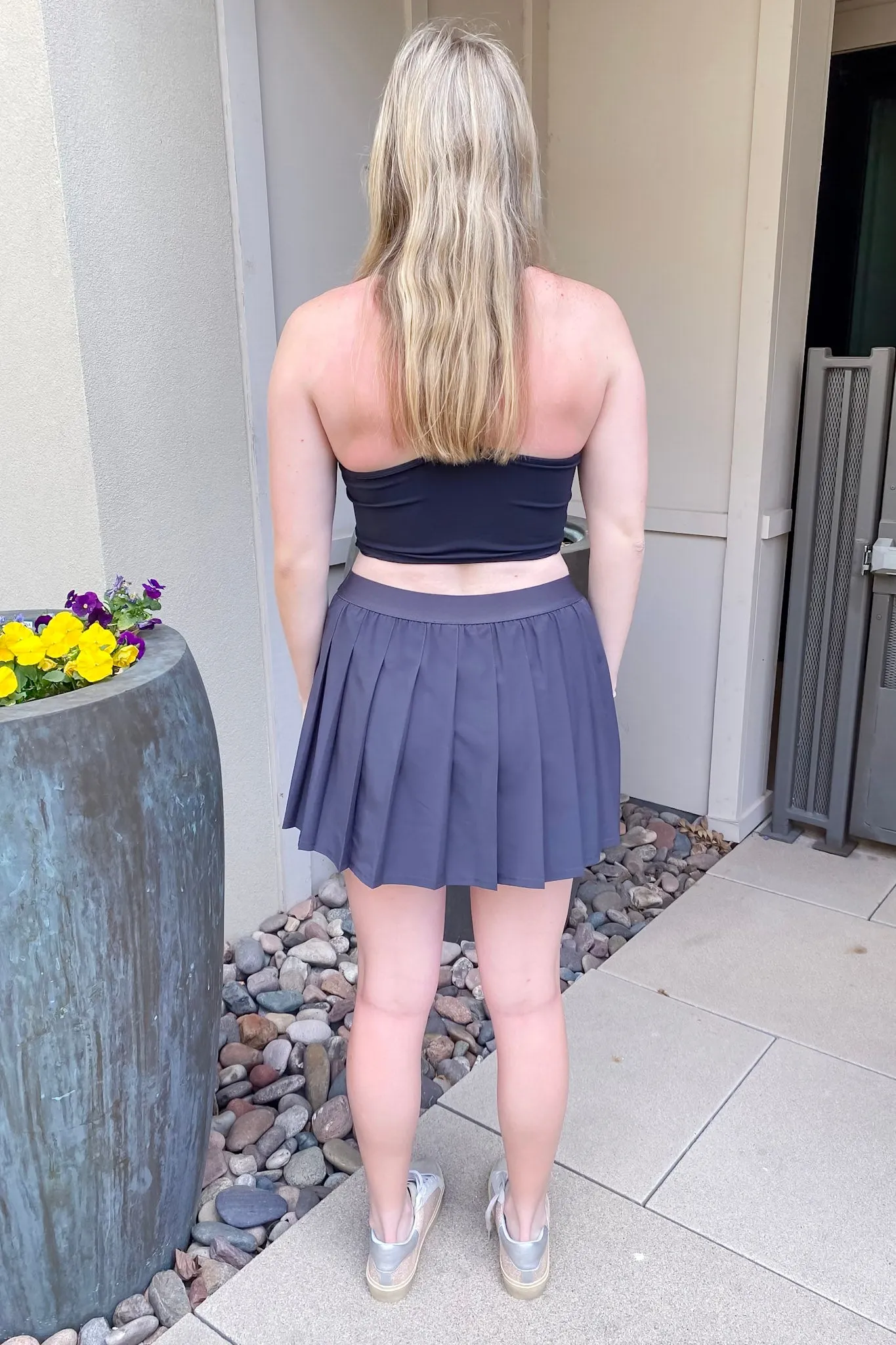 Athleisure Pleat Charcoal Tennis Skort