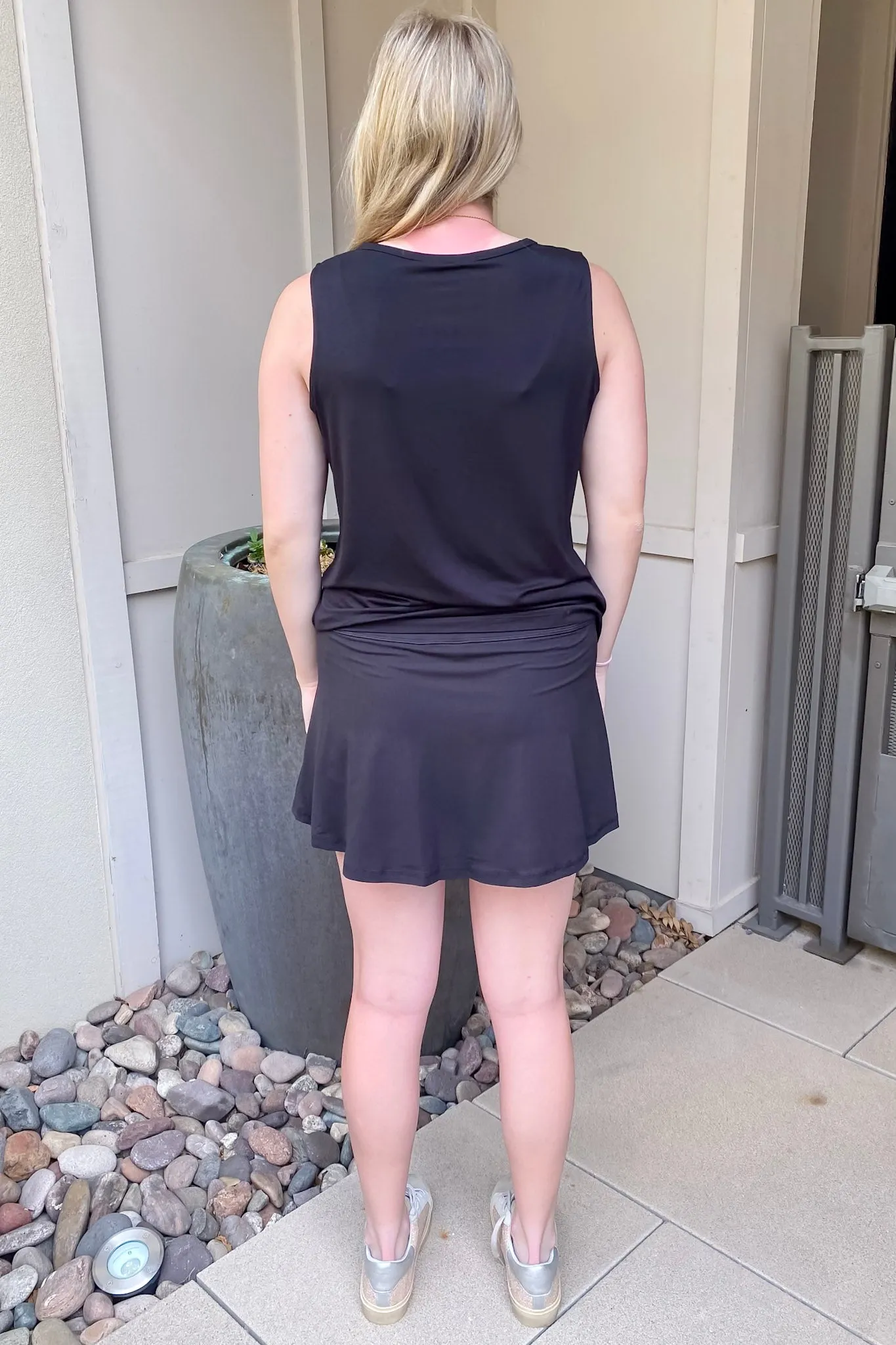 Athleisure Recycled Butter Piping Black and White Skort