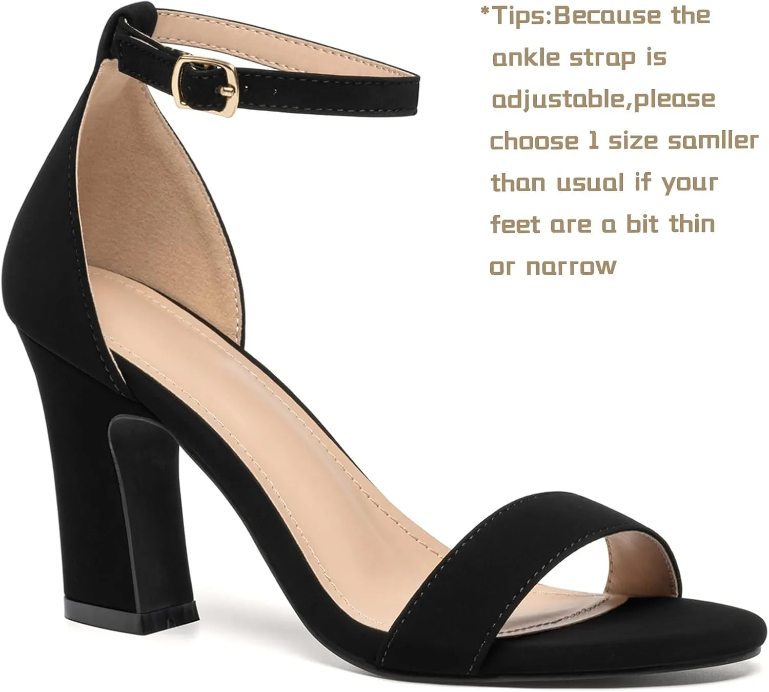 AUIZO Women's Open Toe Chunky Block High Heels 3.5 Inch Ankle Strap Heeled Sandals Strappy Buckle Heeled Sandal for Women Dressy Comfortable Work Pump Sandals