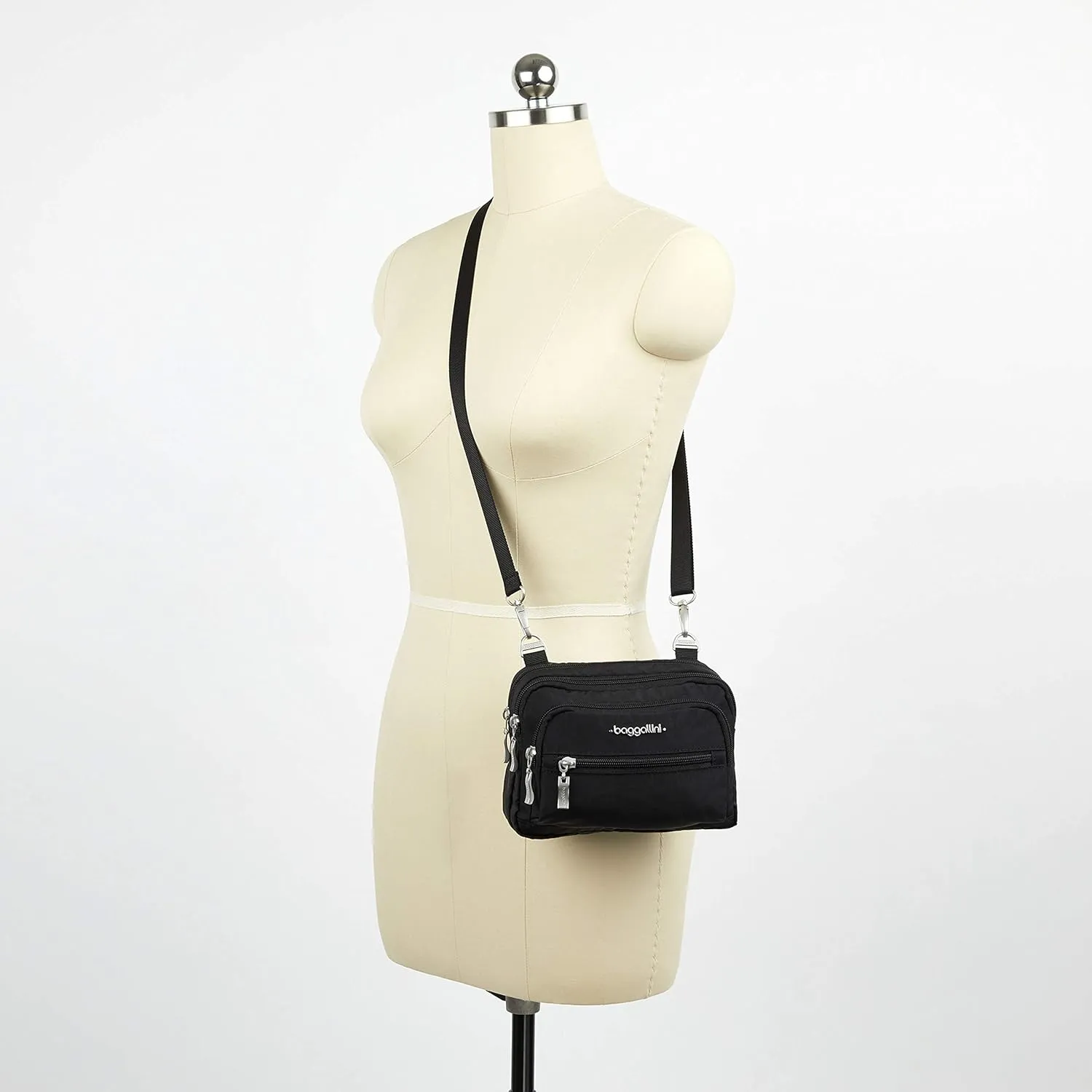 Baggallini Triple Zip Small Crossbody Bag for Women