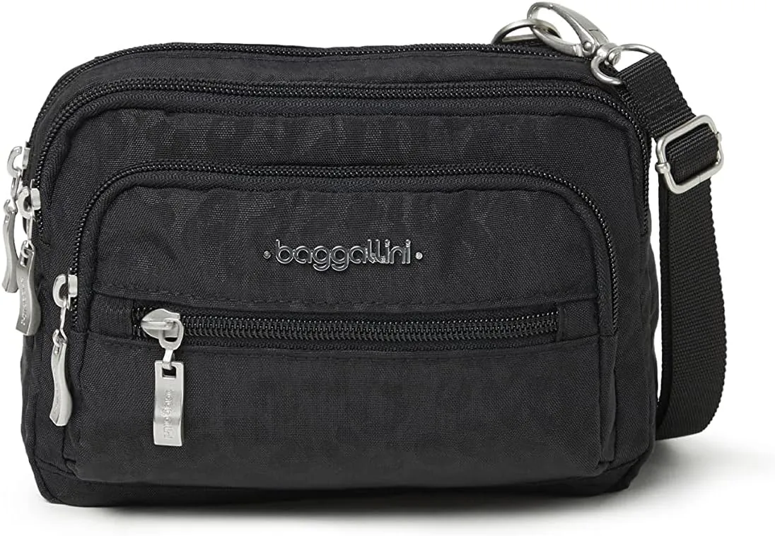Baggallini Triple Zip Small Crossbody Bag for Women