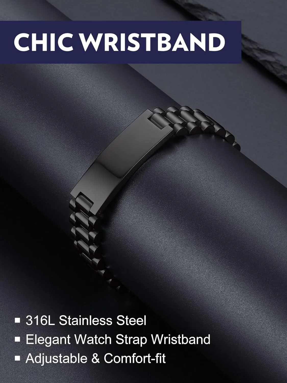 Bandmax Stainless Steel Watch Strap Link Chain Bracelets 10MM/15MM Waterproof Chic Chunky Fake Watch Hand Chain Wristbands Gift for Men Women, Custom Available