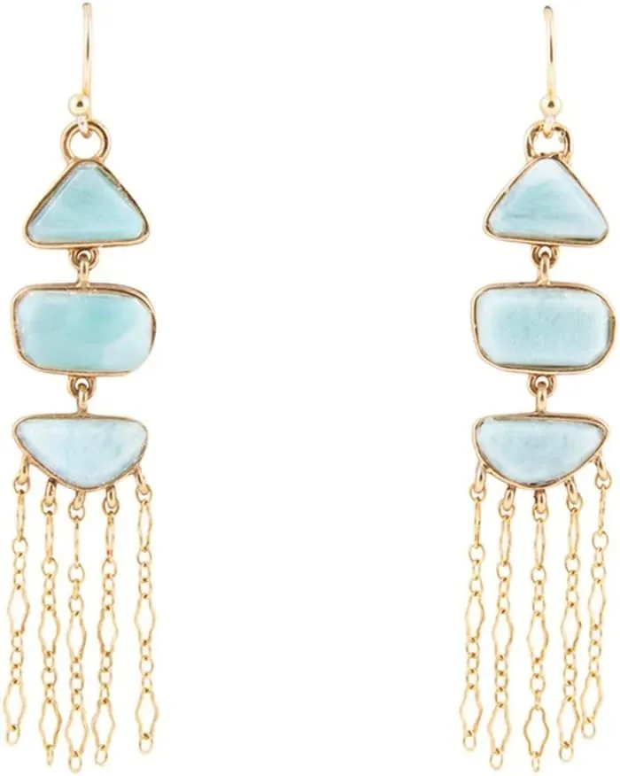 Barse Jewelry Ohana Blue Larimar Golden Chandelier Drop Earrings
