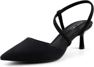 BCTEX COLL Women's Kitten Heel Slingback Closed Pointed Toe Low Stiletto Heels Comfortable Party Wedding Work Dressy Pumps Shoes