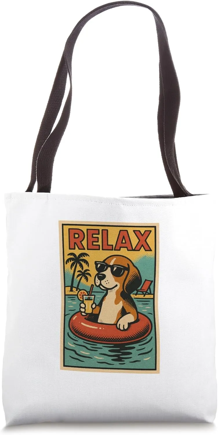 Beagle Relaxing Cool Dog Comic Book Style Relax Tote Bag