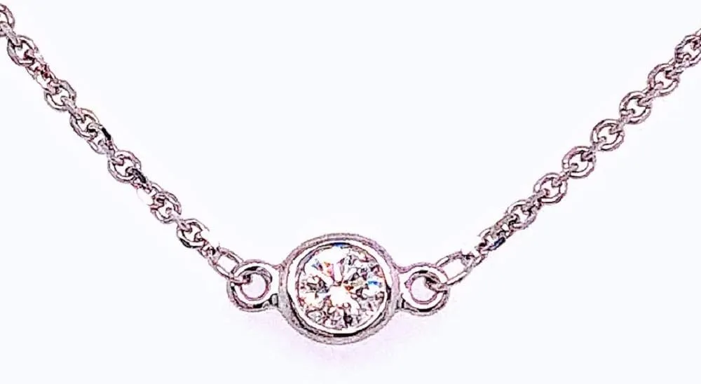 Bezel Set Diamond by The Yard Chain Necklace, 14K Gold, 18" (G-H Color, SI2-I1 Clarity)