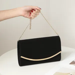 Black Suede Evening Bag Women's Simple Clutch Purses