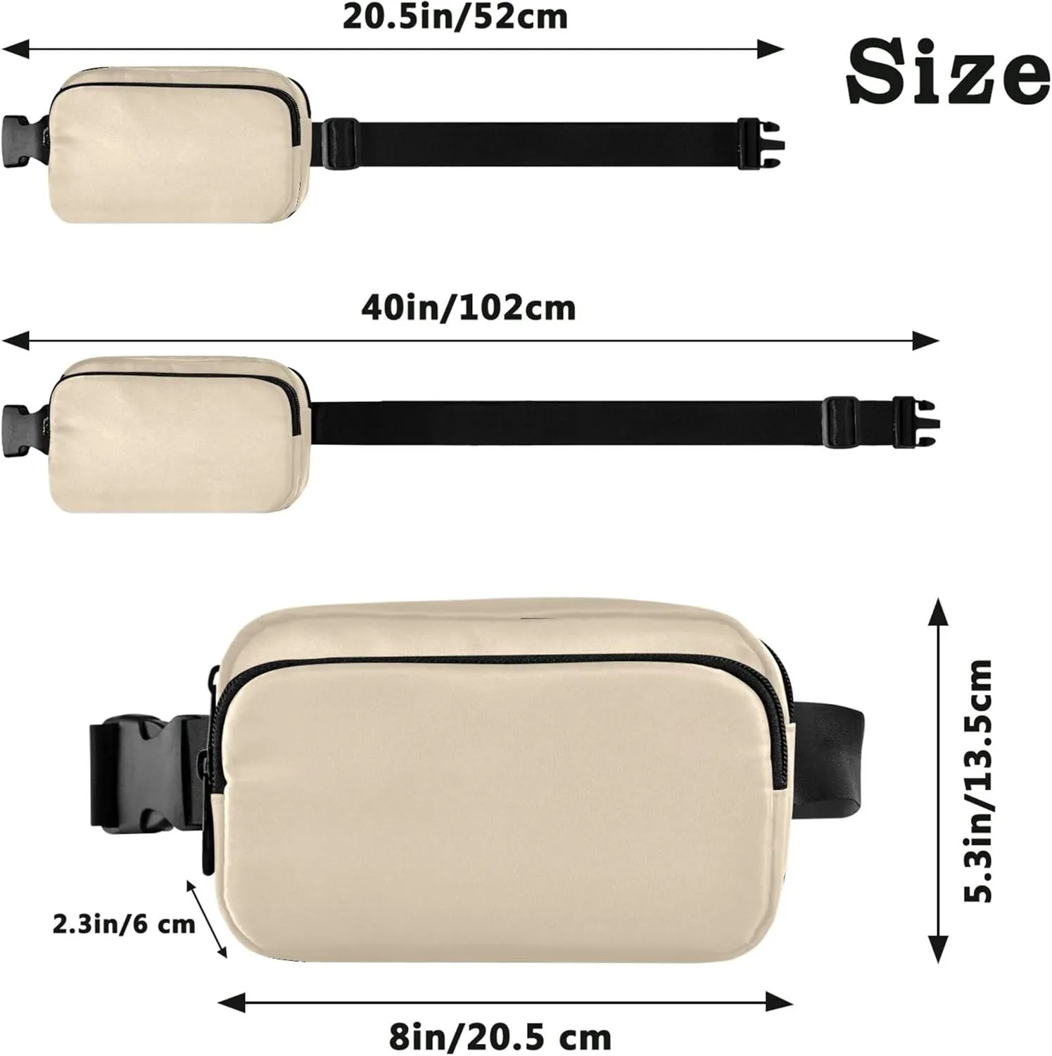 Blanched Almond Women Fanny Packs Waterproof Hip Pouch Belt Bag Cute Travel Waist Bag
