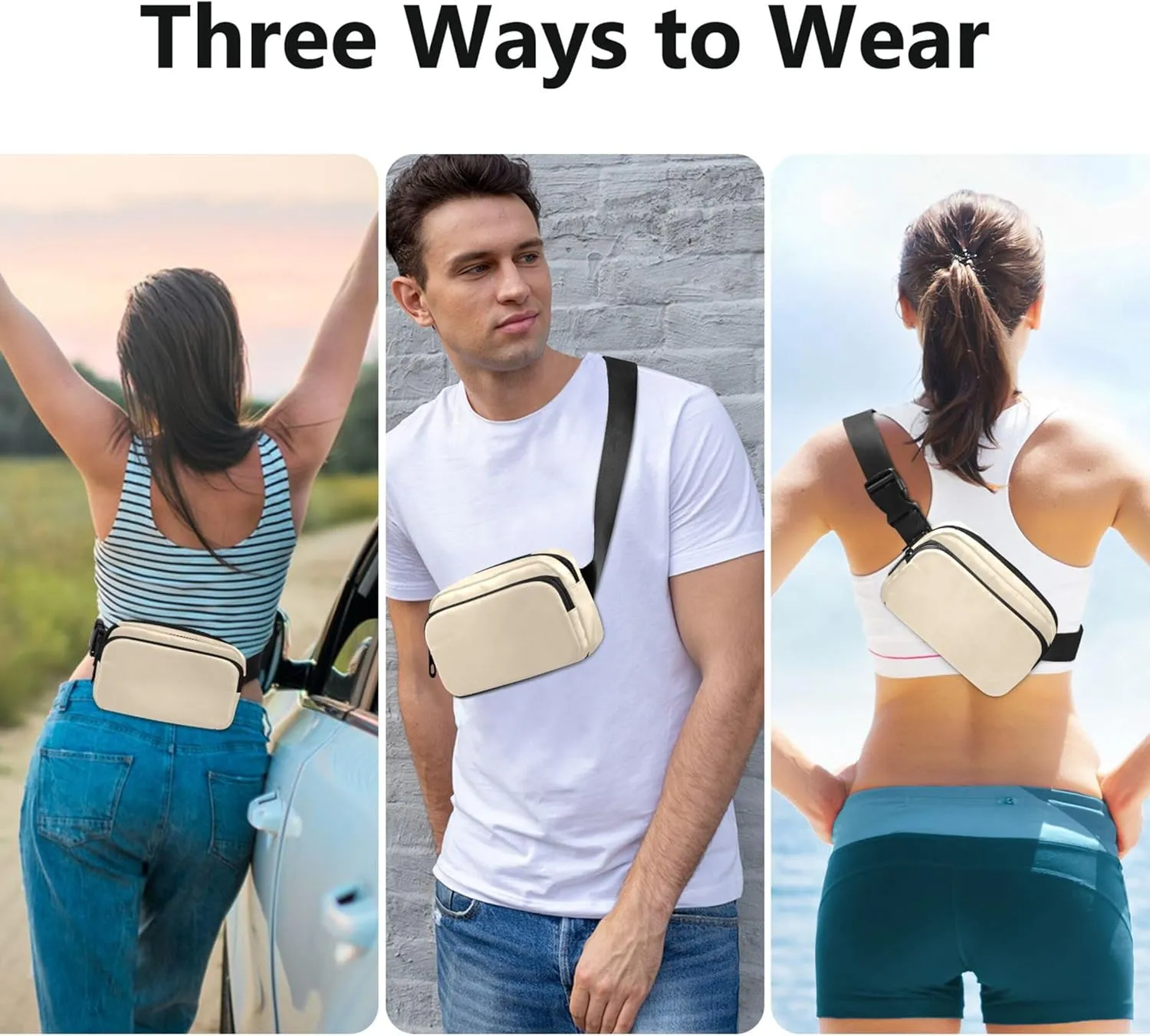 Blanched Almond Women Fanny Packs Waterproof Hip Pouch Belt Bag Cute Travel Waist Bag