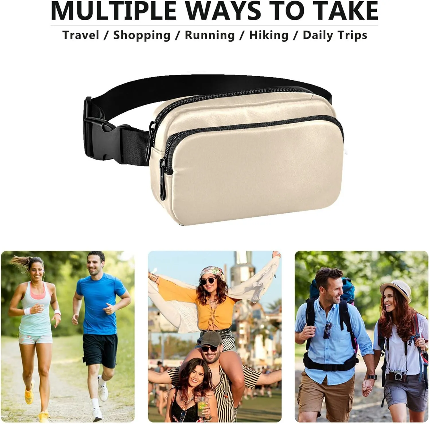 Blanched Almond Women Fanny Packs Waterproof Hip Pouch Belt Bag Cute Travel Waist Bag