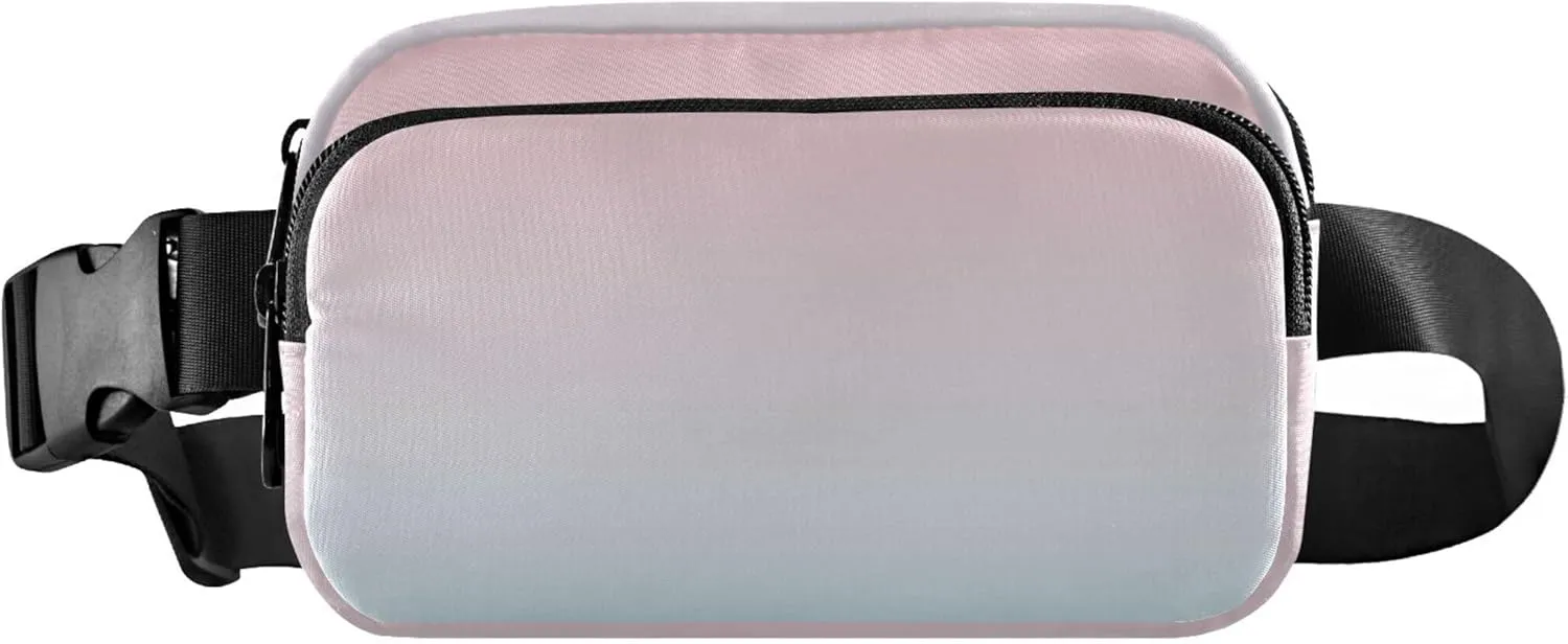 Blush Pink Blue Gradient Women Fanny Pack Hip Bag Belt Purse Waterproof Trendy Crossbody Waist Pack