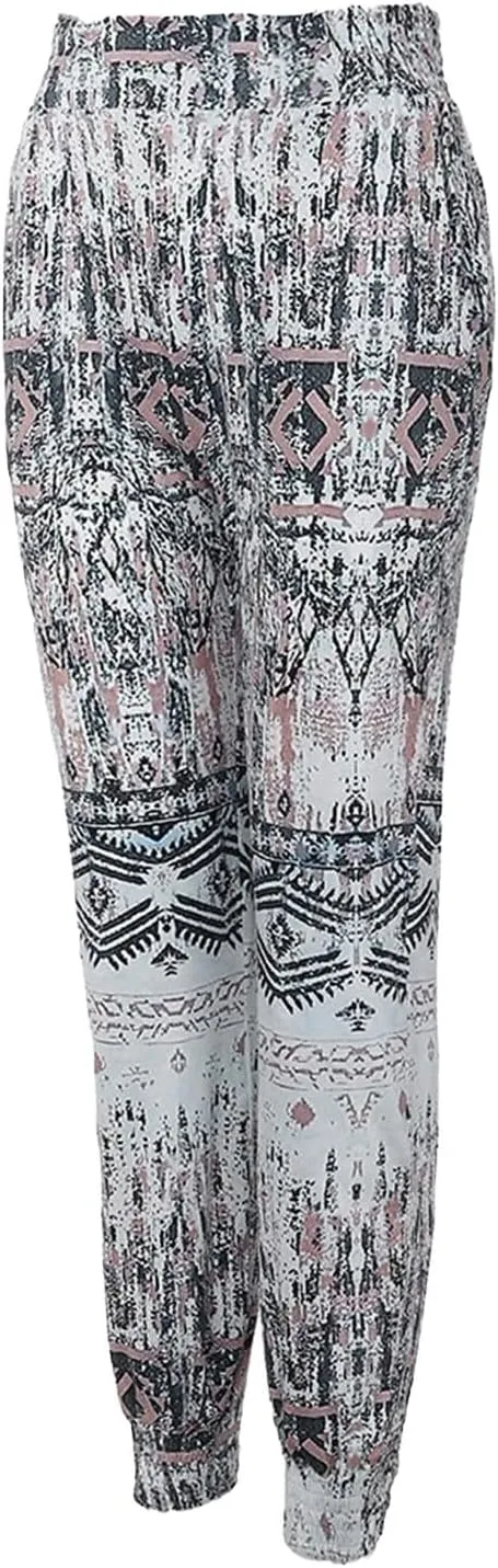 Boho Pants for Womens 2025 Summer Vacation High Waisted Elastic Drawstring Tapered Pants Loose Fit Casual Comfy Trousers