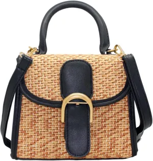 boshiho Retro Straw Woven Handbag Womens Small Cross Body Bag Shoulder Messenger Satchel