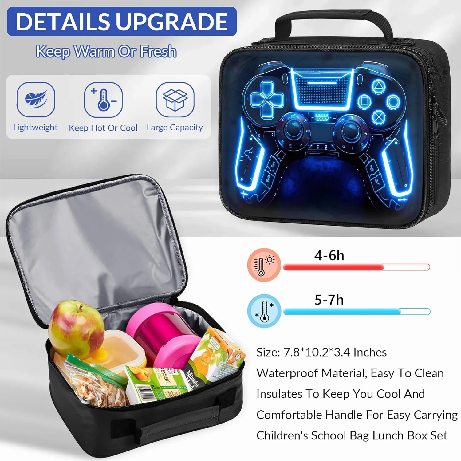 Boys Rolling Backpack for Kids - 3PCS Gamer Boys Rolling Backpack with Lunch Bag Set, Multifunctional Wheeled Bookbag for Elementary Middle School, Lightweight Travel Roller Bag