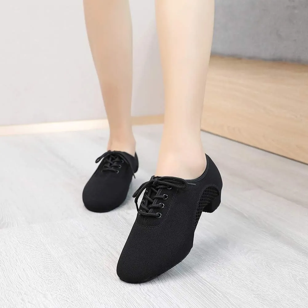 Boys/Gilrs lace-up Dance Shoes Women Ballroom Dance Practice Shoes Low Heel for Latin Tango Salsa Dance Performence Training
