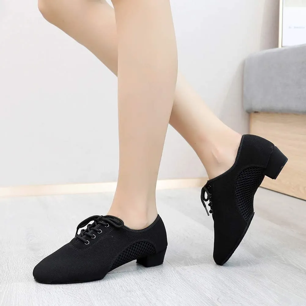 Boys/Gilrs lace-up Dance Shoes Women Ballroom Dance Practice Shoes Low Heel for Latin Tango Salsa Dance Performence Training