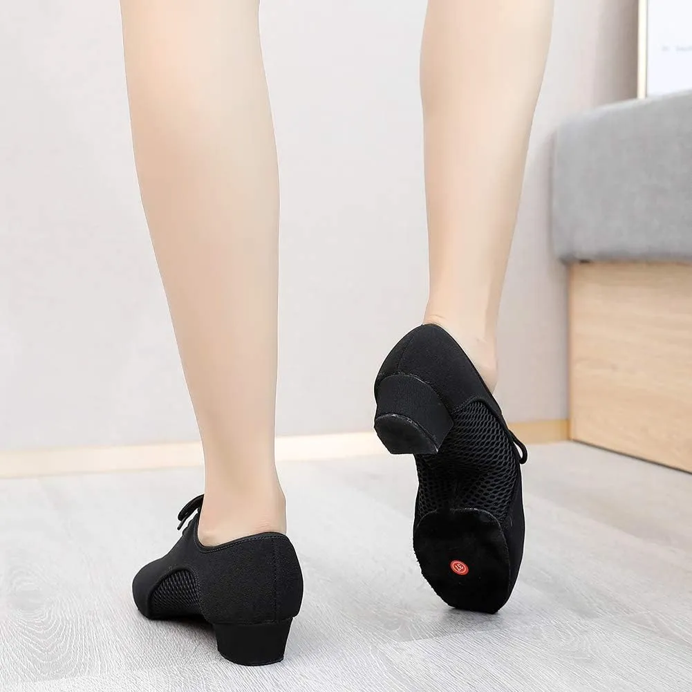 Boys/Gilrs lace-up Dance Shoes Women Ballroom Dance Practice Shoes Low Heel for Latin Tango Salsa Dance Performence Training