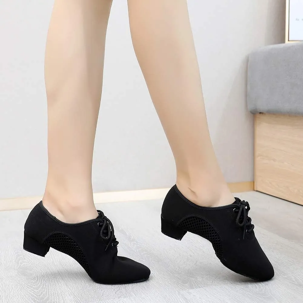 Boys/Gilrs lace-up Dance Shoes Women Ballroom Dance Practice Shoes Low Heel for Latin Tango Salsa Dance Performence Training