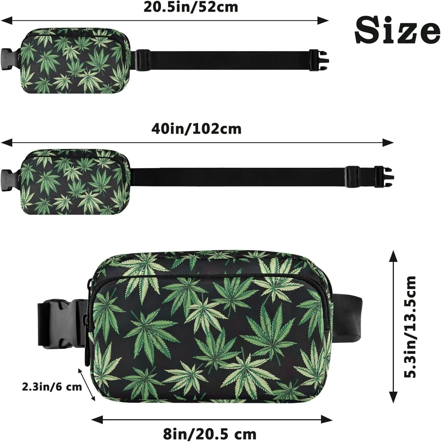 Cannabis Marijuana Leafs Fanny Pack for Women Waterproof Belt Bag Hip Pouch Cute Waist Bag for Women