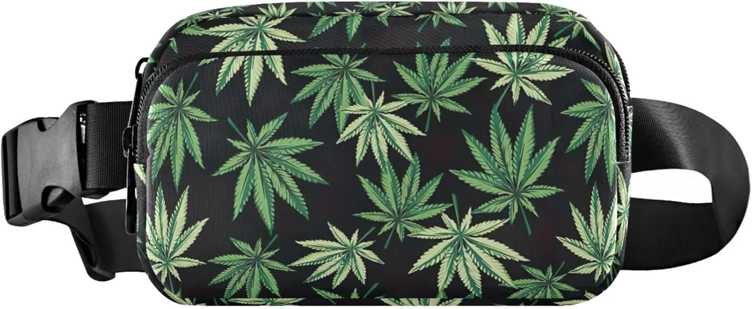 Cannabis Marijuana Leafs Fanny Pack for Women Waterproof Belt Bag Hip Pouch Cute Waist Bag for Women
