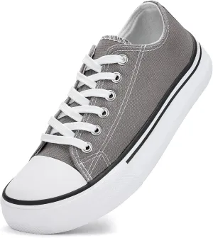 Canvas Shoes for Women Classic Fashion Sneakers Lace Up Low Top Canvas Casual Sneakers Lightweight Breathable Comfort Wide Toe Shoes