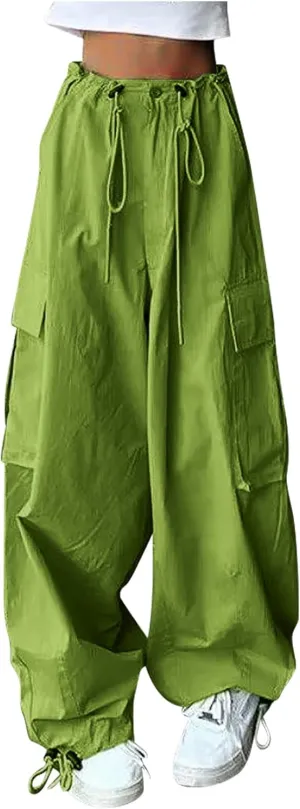 Cargo Pants Women Casual Pants Elastic High Waist Trendy Loose Fit Trouser Pocket Baggy Hiking Y2K Streetwear Clothes