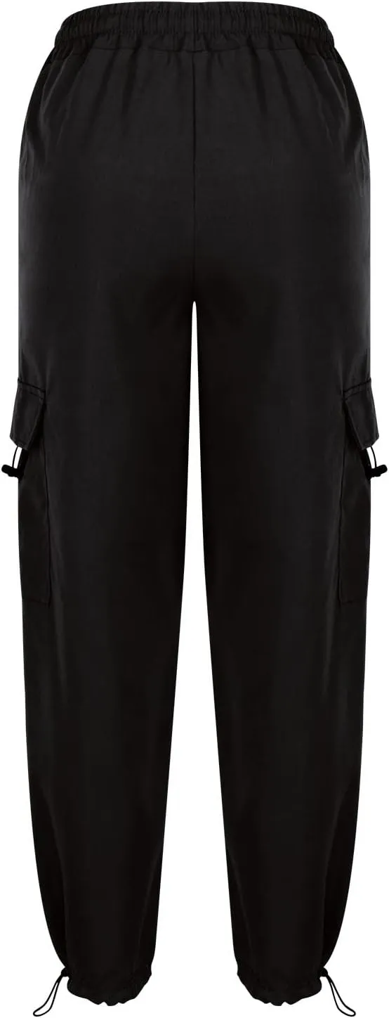 Cargo Pants Women Casual Pants Elastic High Waist Trendy Loose Fit Trouser Pocket Baggy Hiking Y2K Streetwear Clothes