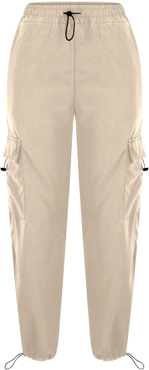 Cargo Pants Women Casual Pants Elastic High Waist Trendy Loose Fit Trouser Pocket Baggy Hiking Y2K Streetwear Clothes