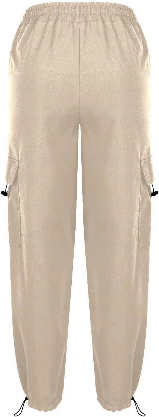 Cargo Pants Women Casual Pants Elastic High Waist Trendy Loose Fit Trouser Pocket Baggy Hiking Y2K Streetwear Clothes